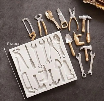 Силиконовый молд "Инструменты" 12 шт (размер инструмента 6см)