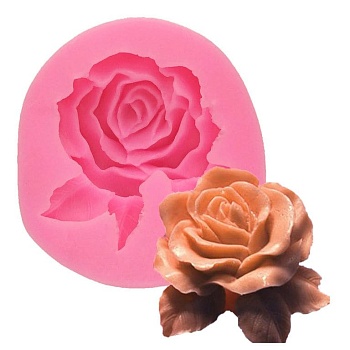Силиконовый молд «Роза 2Д с листом»