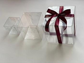 Коробка кондитерской продукции с пластиковой крышкой 55х55х55 мм