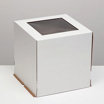 Коробка 400х400х350 мм, для торта с окном, гофрокартон