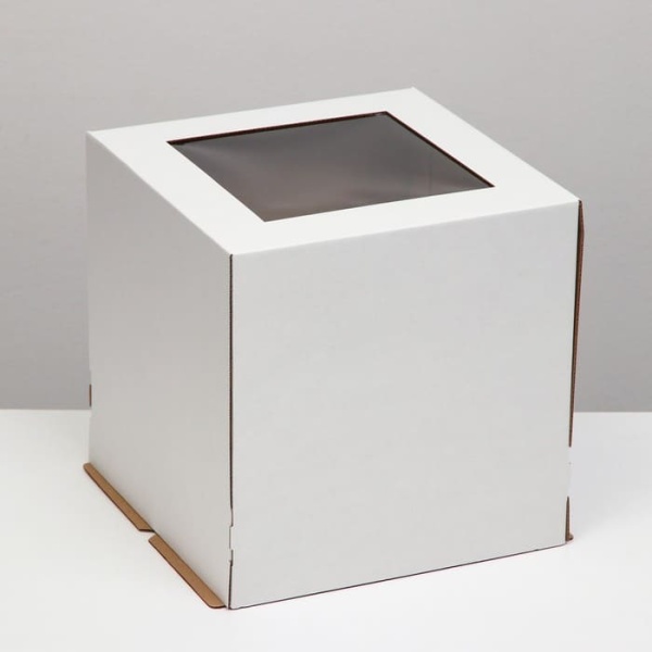 Коробка 300х300х300 мм, Куб для торта с окном, гофрокартон