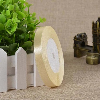 Лента атласная 12 мм (23 метра, цвет №8 Кремовый)