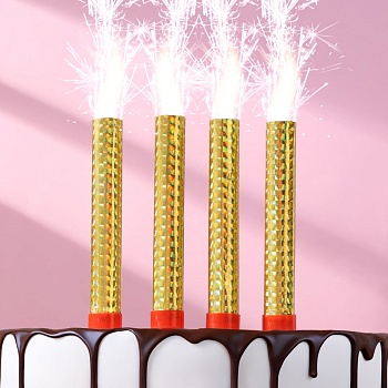 Фонтан тортовый (золото) 12см, без дыма и запаха, 40сек 1 шт