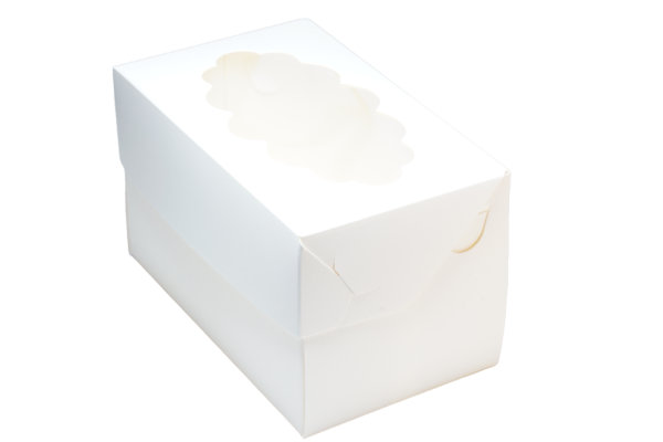 Коробка на 2 капкейка волна окно, размер 160х100х100