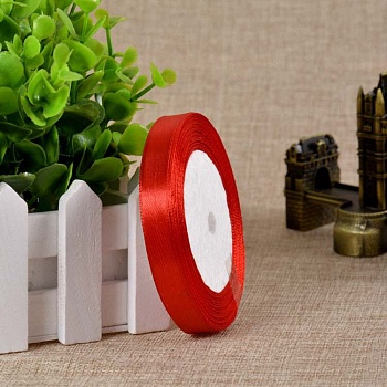 Лента атласная 12 мм (цвет №26 красный) 22,7 метра