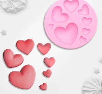 Молд «Сердца», 7,5×7,5 см, цвет МИКС