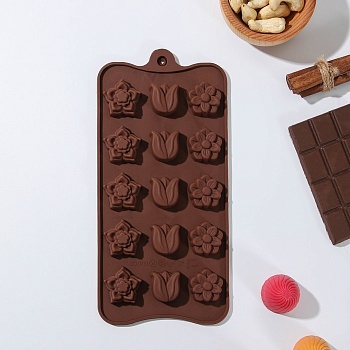 Форма для льда и шоколада «Поляна», 20,5×10,5×1,5 см, 15 ячеек (2,3×2,3 см), цвет шоколадный