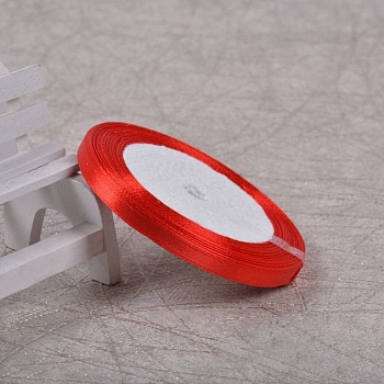 Лента атласная 6 мм (23 метра, цвет №26 красный)