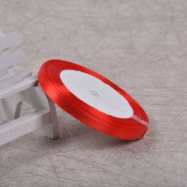 Лента атласная 6 мм (23 метра, цвет №26 красный)
