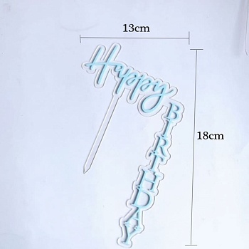 Топпер уголок «Happy Birthday» прозрачный фон с голубой надписью