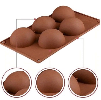 Силиконовая форма "Полусфера" 8 см, 5 ячеек