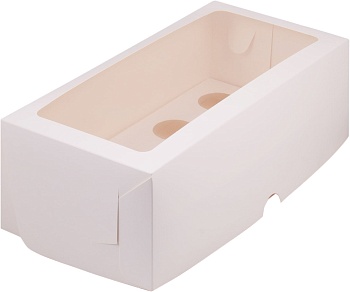 Коробка на 8 капкейков с прямоугольным окном 330х160х110