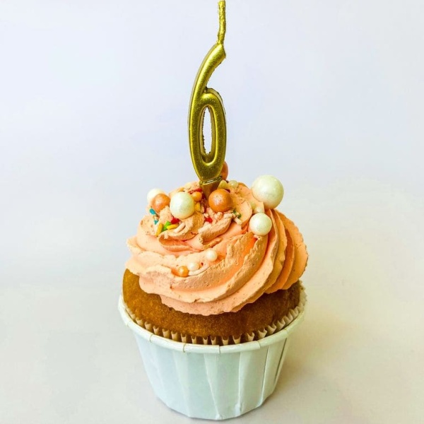 Свеча для торта мини, цифра 6 (золото, 4,5 см)