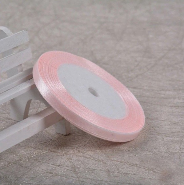 Лента атласная 6 мм (23 метра, цвет №43 Бледно-розовый)