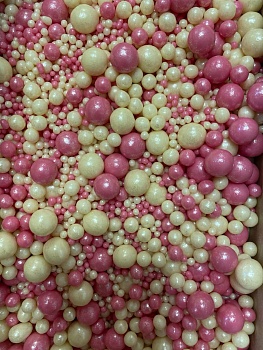 Драже зерновое в глазури (Розовое, белое микс), 50 г.