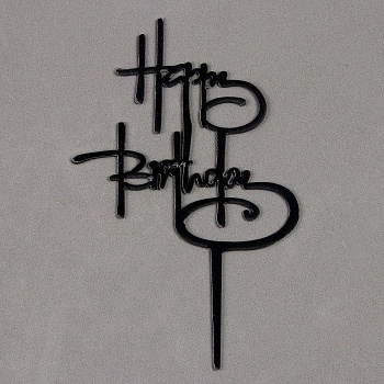 Топпер «С днём рождения», цвет черный