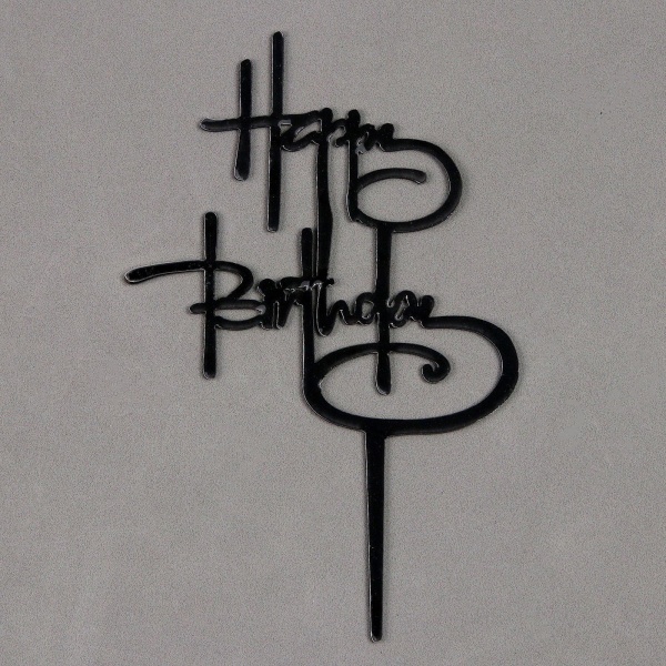 Топпер «С днём рождения», цвет черный