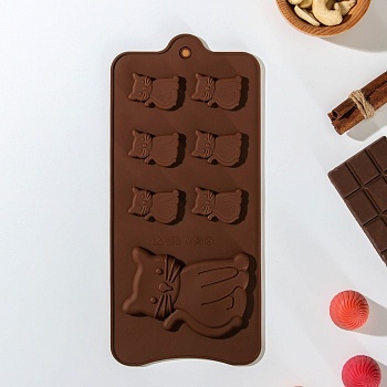 Форма для шоколада «Котик», 7 ячеек, 25×11,5×0,5 см