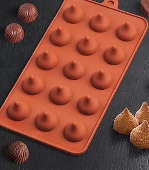 Форма для льда и шоколада Доляна «Трюфель», 20,5×10,5 см, 15 ячеек (d=2,2 см), цвет шоколадный