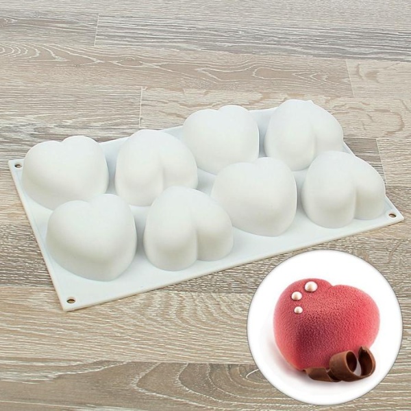 Форма для муссовых десертов Сердечки 8 в 1