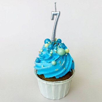 Свеча для торта мини, цифра 7 (серебро, 4,5 см)