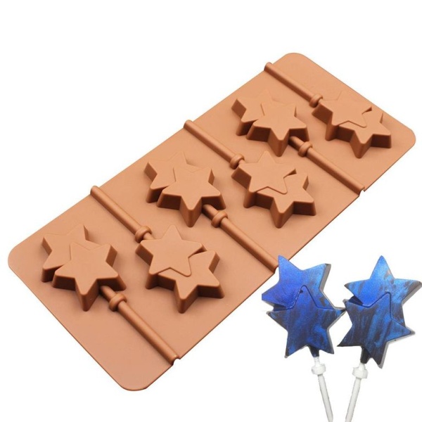 Форма силиконовая «Леденцы звездочки двойные» 6 ячеек.