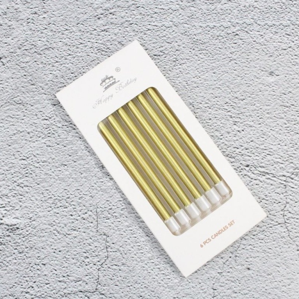 Набор свечей для торта «Happy Birthday, 6 в 1», золотой металлик