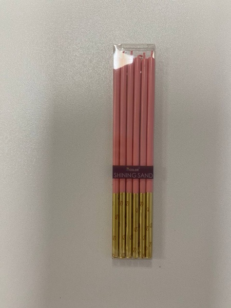 Набор свечей для торта "Двухцветные" золото-розовые 16 см, 6 шт