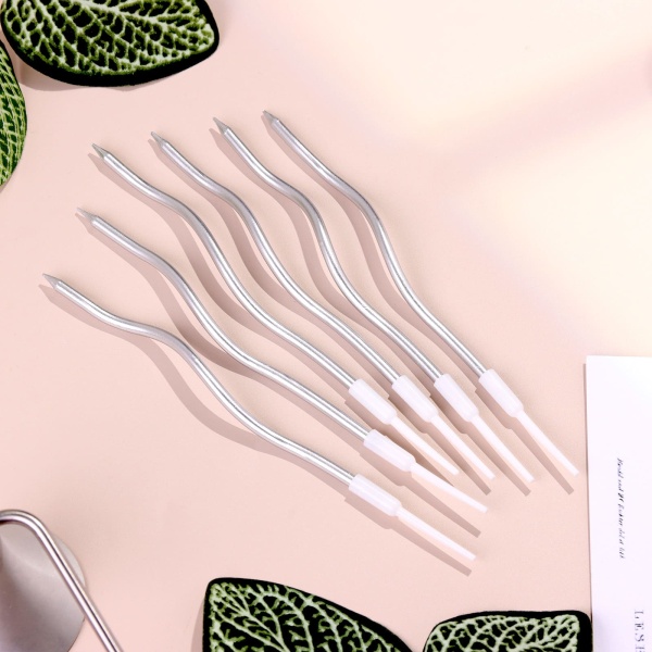 Свечи для торта  "Серпантин" 6  шт, коктейльные, серебристые