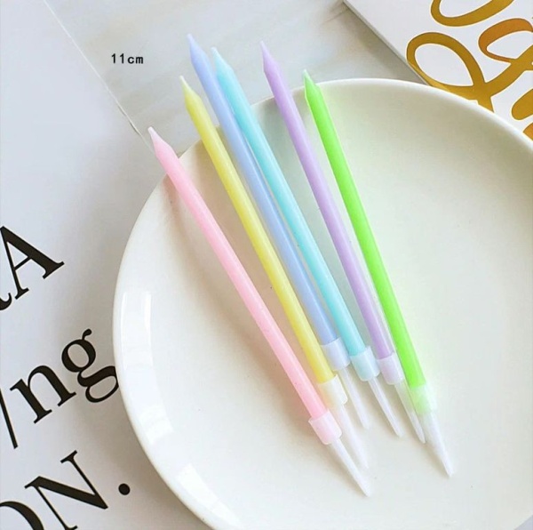 Свечи в торт Цветные, 11 см (набор 6 штук)