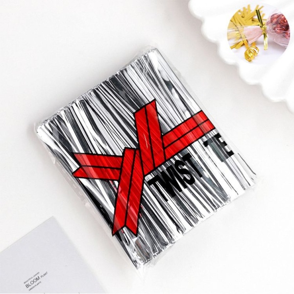 Твист-лента для пакетиков 8 см (СЕРЕБРО, 800 шт)