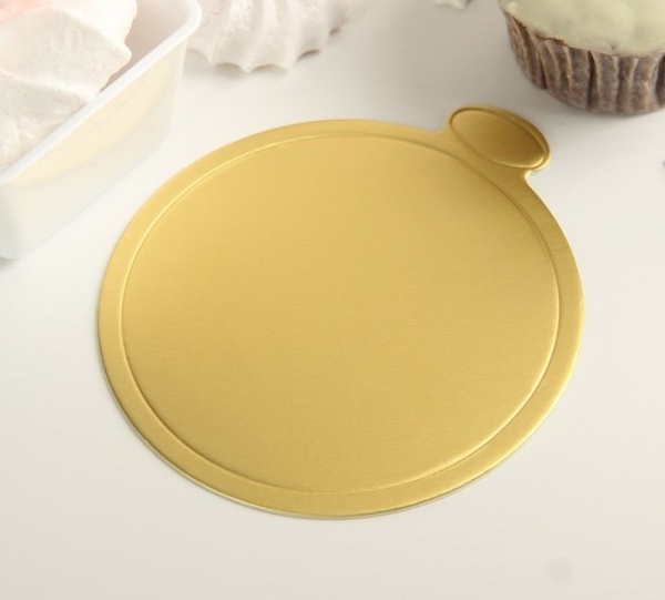 Подложка для пирожного «Золото» 10шт круг 9 см х 10 см х 0,1 см