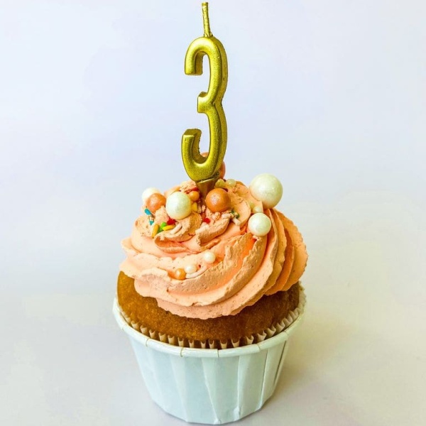 Свеча для торта мини, цифра 3 (золото, 4,5 см)