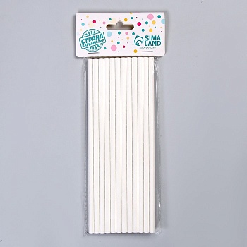 Трубочки для коктейля, набор 12 шт., цвет белый
