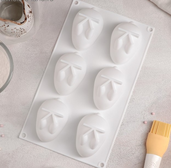 Форма для выпечки и муссовых десертов «Кролик», 8,5*5,5 высота 5 см, 6 ячеек