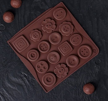 Форма для льда и кондитерских украшений  «Пуговки», 17,4×16,5×0,4 см, 16 ячеек