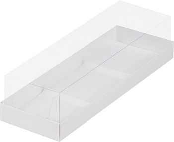 Коробка под 3 муссовых пирожных с пластиковой крышкой 290х95х80 мм