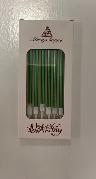 Набор свечей для торта «Happy Birthday, 6 в 1», зеленый металлик