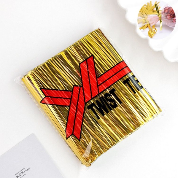 Твист-лента для пакетиков 8 см (ЗОЛОТО, 800 шт)