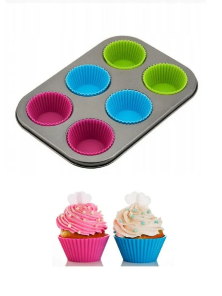 Металлическая форма для выпечки кексов, 6 ячеек 6,5см