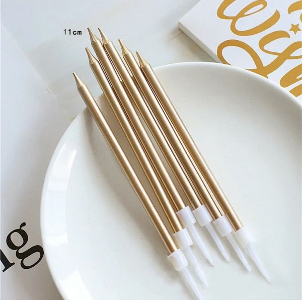 Свечи в торт Бронзовый металлик, 11 см (набор 6 штук)