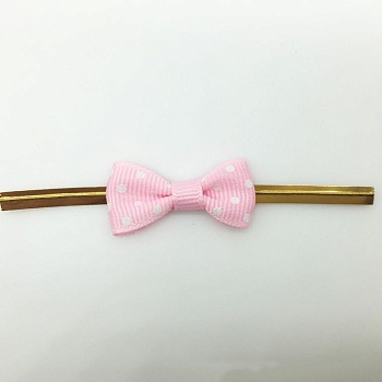 Твист лента с бантиком (розовый в горошек, 8 см) 10 шт