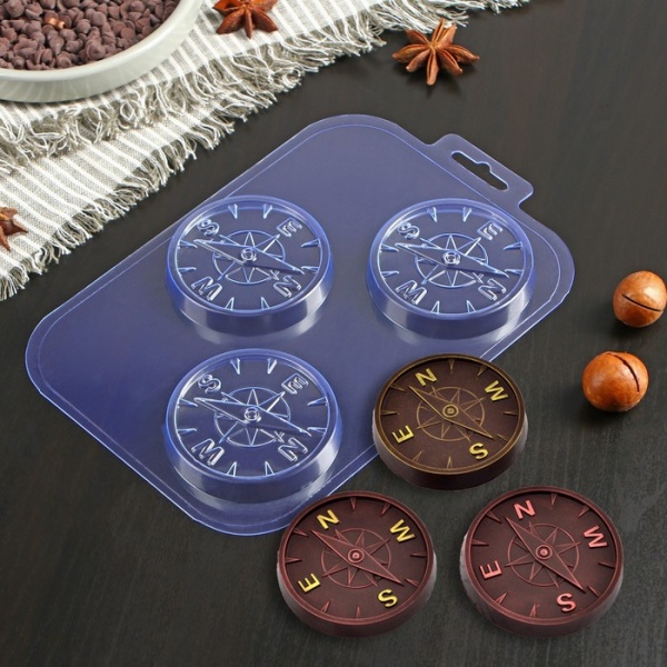 Форма для шоколада «Компас», 6,7×6,7×1 см, цвет прозрачный