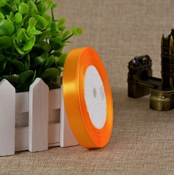 Лента атласная 12 мм (23 метра, цвет №17 оранжевый)