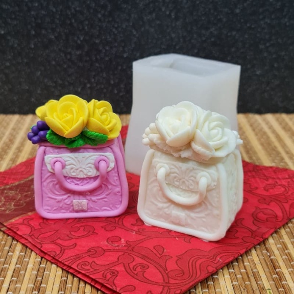 Силиконовая форма №733  Сумочка с цветами