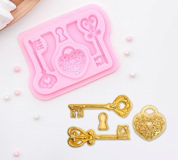 Молд силиконовый «Ключ от сердца», 8,5×6,8 см, цвет МИКС