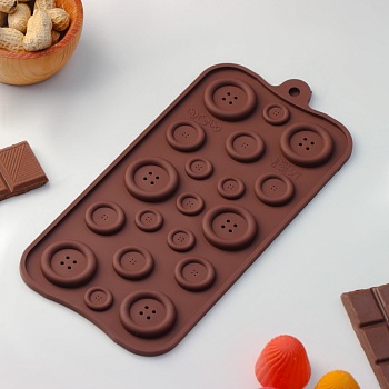 Форма для льда и шоколада Доляна «Пуговки», 22×10,5 см, 19 ячеек (d=2,7/2/1,3 см)