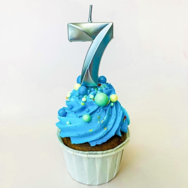 Свечи для торта, цифра 7 (серебро, 5 см)