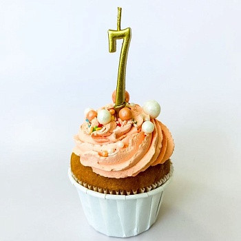 Свеча для торта мини, цифра 7 (золото, 4,5 см)