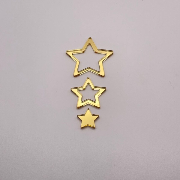 Топпер / Звездочки 3 в 1 (3,5-2,5-1см) Золотой акрил